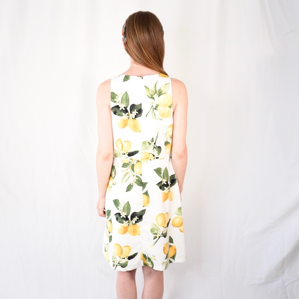 ADRIANNA PAPELL Lemon Print A-Line Dress NWT 0979 - Picture 6 of 8
